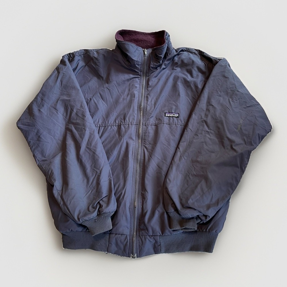 VTG 90s Patagonia Shelled Synchilla Jacket Blue L Bomber Fleece Lined Made In US